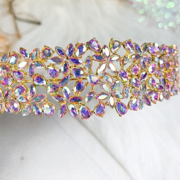 Wedding Bridal Headband, Crystal Bridesmaid Headpiece, Princess Floral Crown main image 7